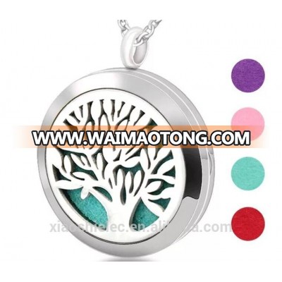 2018Hot Sell Silver Jewelry Magnet Aromatherapy Essential Oil 316 Stainless Steel Perfume Diffuser Locket Necklace with chain